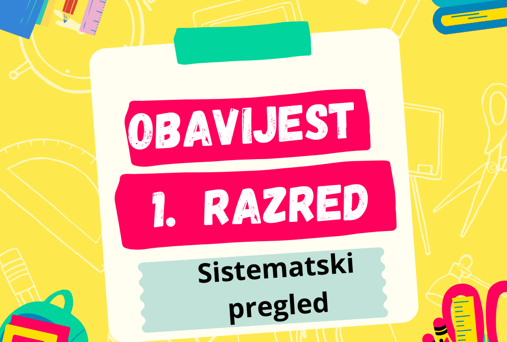 Obavijest za roditelje budućih prvašića